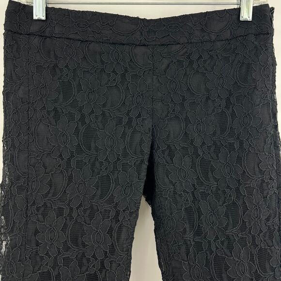 Express (2) 30x29 Regular Columnist Black Floral Lace Skinny Pants Low Rise - Picture 3 of 8